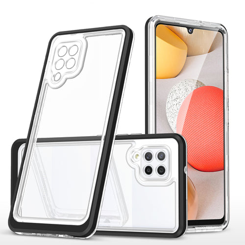Clear 3in1 Case for Samsung Galaxy A42 5G Frame Gel Cover Black — Hurtel