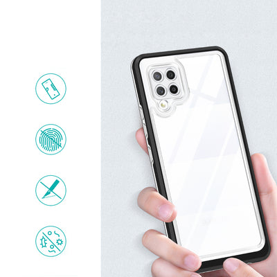 Clear 3in1 Case for Samsung Galaxy A42 5G Frame Gel Cover Black — Hurtel
