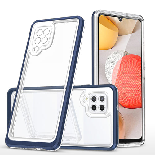 Clear 3in1 Case for Samsung Galaxy A42 5G Frame Gel Cover Blue — Hurtel
