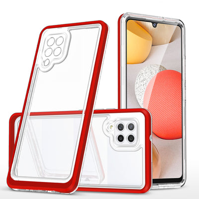 Clear 3in1 Case for Samsung Galaxy A42 5G Frame Gel Cover Red — Hurtel