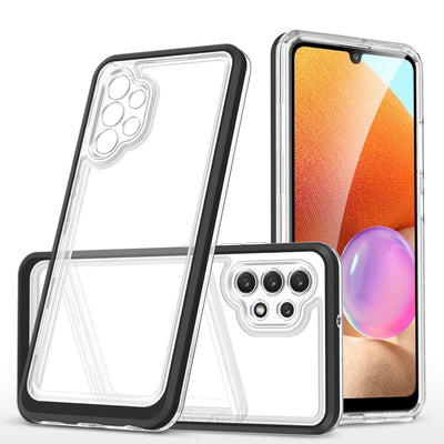 Clear 3in1 Case for Samsung Galaxy A72 4G Frame Gel Cover Black — Hurtel