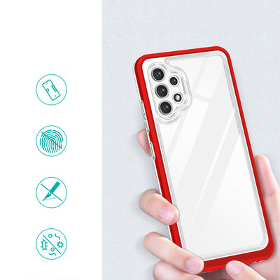 Clear 3in1 Case for Samsung Galaxy A72 4G Frame Gel Cover Red — Hurtel