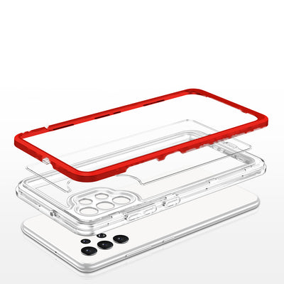 Clear 3in1 Case for Samsung Galaxy A72 4G Frame Gel Cover Red — Hurtel