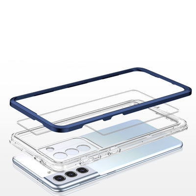 Clear 3in1 Case for Samsung Galaxy S21 + 5G (S21 Plus 5G) Frame Gel Cover Blue — Hurtel