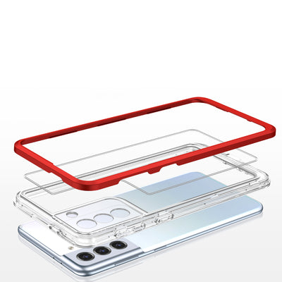 Clear 3in1 Case for Samsung Galaxy S21 + 5G (S21 Plus 5G) Frame Gel Cover Red — Hurtel
