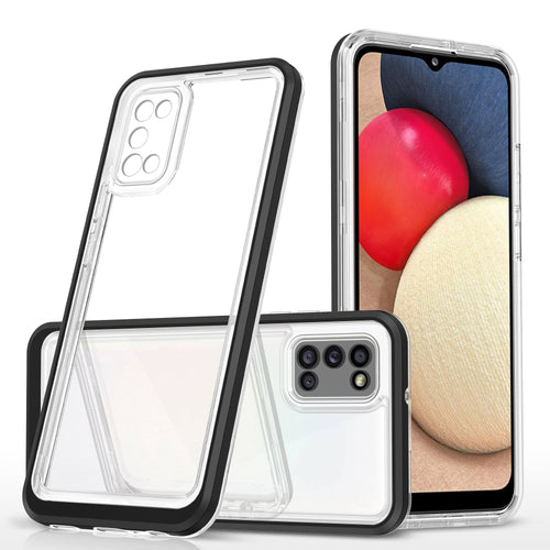 Clear 3in1 case for Samsung Galaxy A03s (166) frame gel cover black — Hurtel