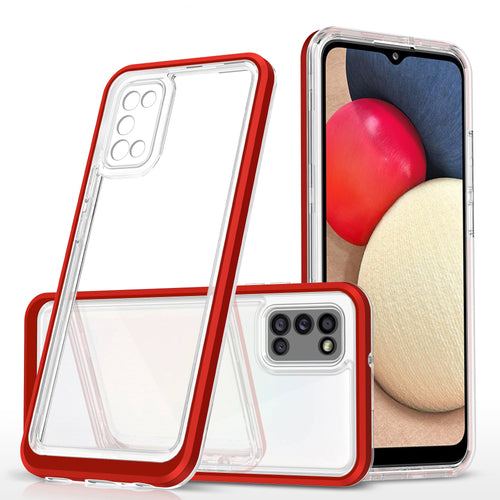 Clear 3in1 case for Samsung Galaxy A03s (166) frame gel cover red — Hurtel