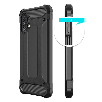 Hybrid Armor Case Tough Rugged Cover for Samsung Galaxy A73 black — Hurtel