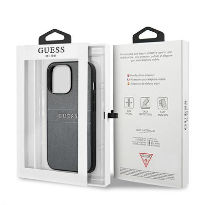 Guess GUHCP13LPSASBGR iPhone 13 Pro / 13 6.1" grey/grey Saffiano Strap