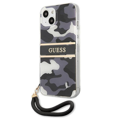 Guess GUHCP13MKCABBK iPhone 13 6.1" black/black hardcase Camo Strap Collection