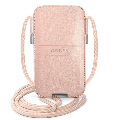 Guess Saffiano Strap 6.7" Phone Bag - Pink