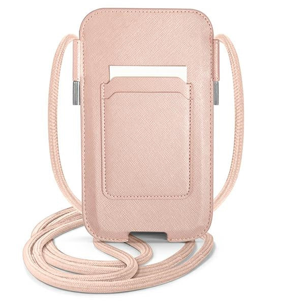 Guess Saffiano Strap 6.7" Phone Bag - Pink