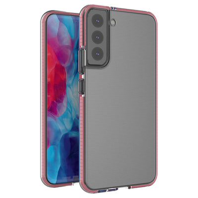 Spring Case Cover Gel Cover with Color Frame for Samsung Galaxy S22 + (S22 Plus) Light Pink — Hurtel