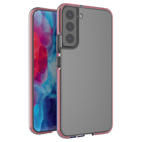 Spring Case Cover Gel Cover with Color Frame for Samsung Galaxy S22 + (S22 Plus) Light Pink — Hurtel