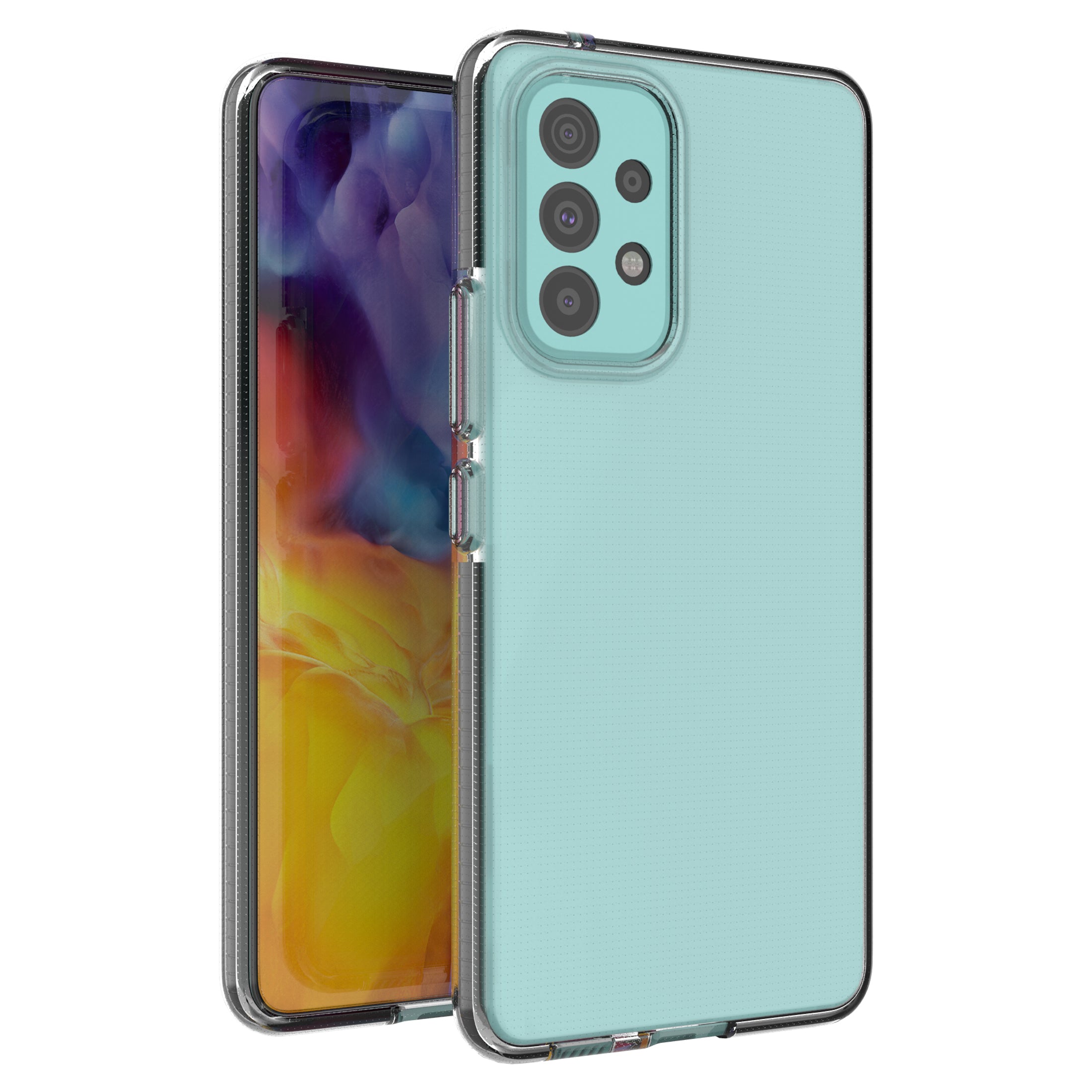 Spring Case cover gel TPU cover with colored frame for Samsung Galaxy A73 black — Hurtel