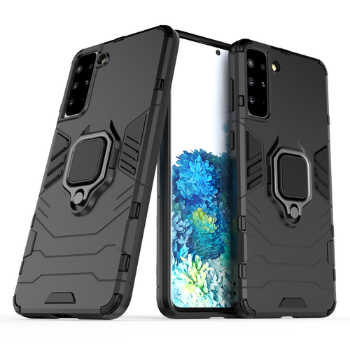 Ring Armor tough hybrid case cover + magnetic holder for Samsung Galaxy S22 + (S22 Plus) black — Hurtel