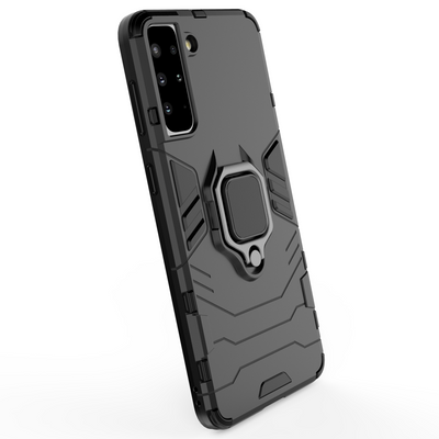 Ring Armor tough hybrid case cover + magnetic holder for Samsung Galaxy S22 + (S22 Plus) black — Hurtel