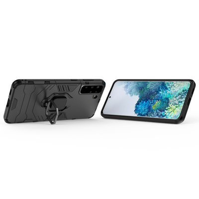 Ring Armor tough hybrid case cover + magnetic holder for Samsung Galaxy S22 + (S22 Plus) black — Hurtel