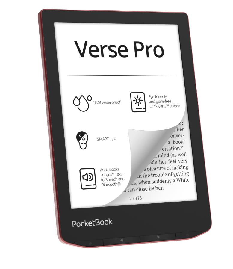 E-Reader POCKETBOOK Verse Pro 6" 1072x1448 1xUSB-C Wireless LAN Bluetooth Red PB634-3-WW