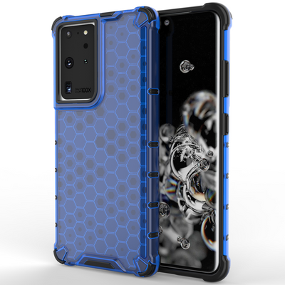 Honeycomb case armored cover with a gel frame for Samsung Galaxy S22 Ultra blue — Hurtel