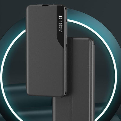 Eco Leather View Case elegant case with a flap and stand function for Samsung Galaxy A73 blue — Hurtel