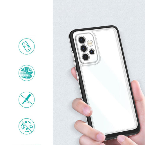 Clear 3in1 Case for Samsung Galaxy A73 Frame Cover Gel Black — Hurtel