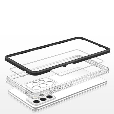 Clear 3in1 Case for Samsung Galaxy A73 Frame Cover Gel Black — Hurtel