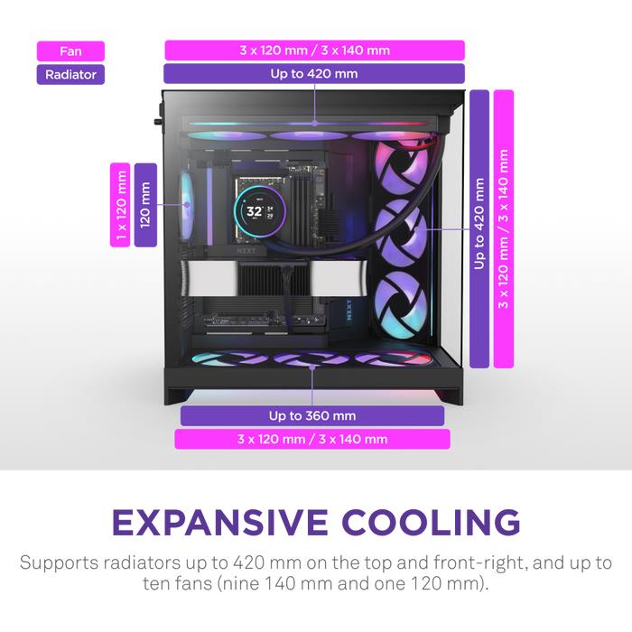 Case NZXT ATX/micro ATX/Mini-ITX/EATX Black Midi Tower PC CM-H92FB-R1