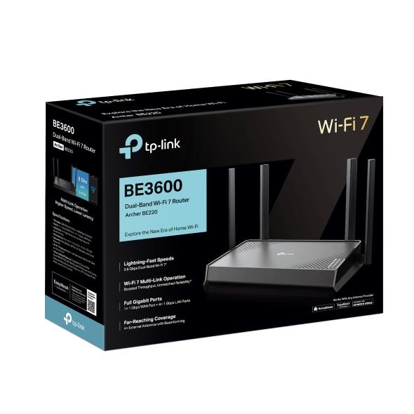 Wireless Router TP-LINK 3600 Mbps Wi-Fi 7 4x10/100/1000M 1x10/100/1000M Number of antennas 4 ARCHERBE220