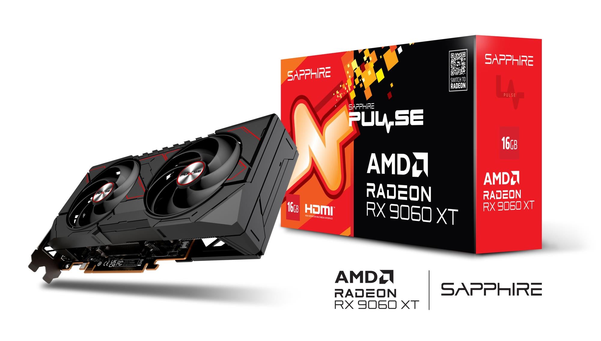 Graphics Card SAPPHIRE AMD Radeon RX 9060 XT 16 GB GDDR6 128 bit PCIE 5.0 16x GPU 2700 MHz Dual Slot Fansink 2xHDMI 1xDisplayPort 11350-03-20G