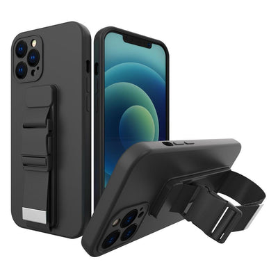 Rope Case Silicone Case with Lanyard Purse Lanyard Strap for Xiaomi Redmi Note 11 Pro Black — Hurtel
