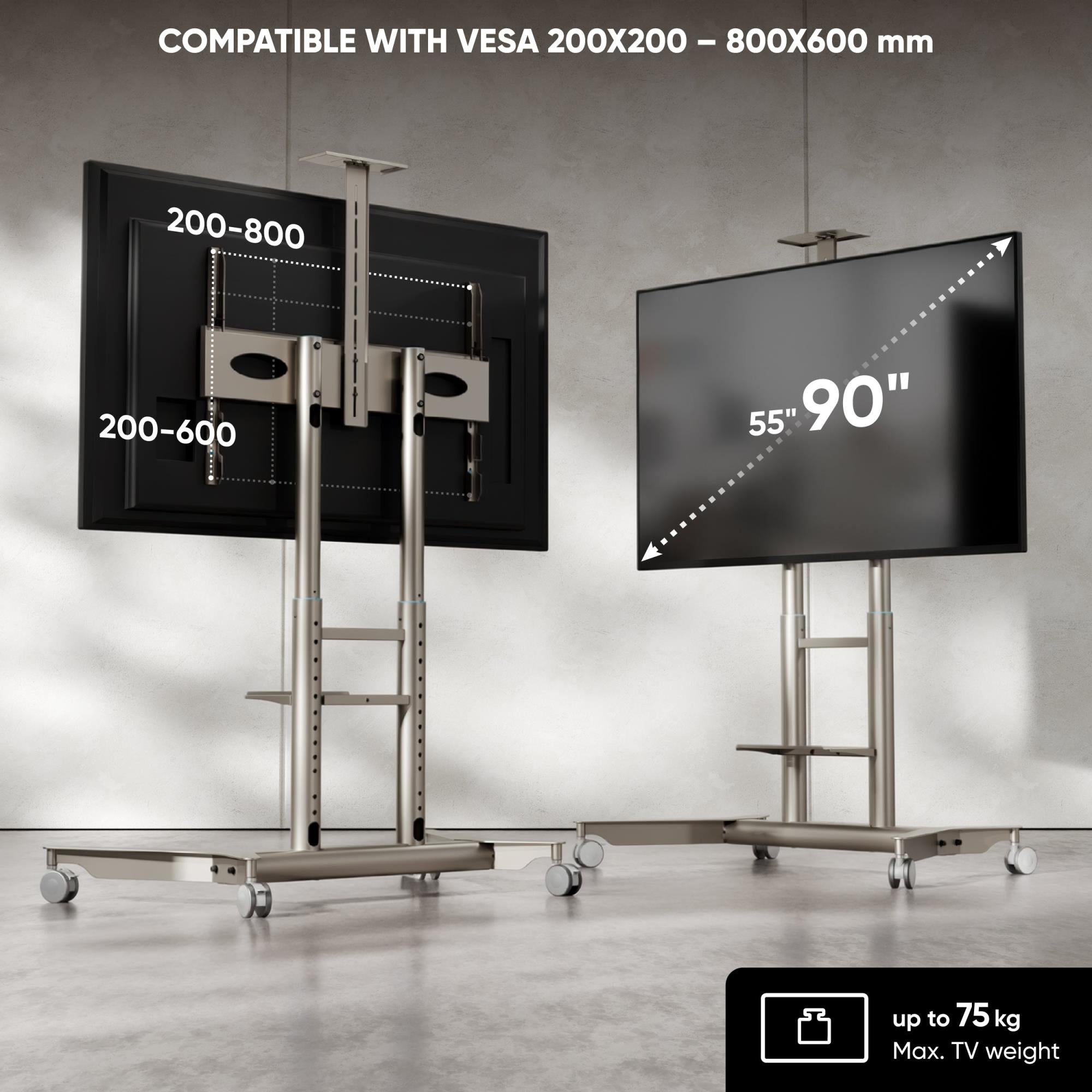 TV SET ACC MOBILE STAND/55-90"/CHAMPAGNE TS1871-C ONKRON