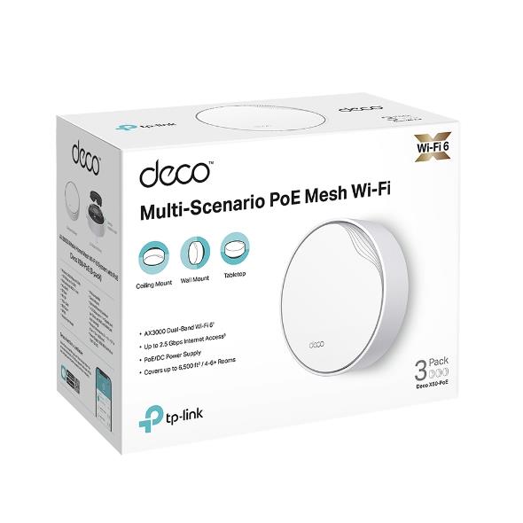 Wireless Router TP-LINK Wireless Router 3-pack 3000 Mbps Mesh Wi-Fi 6 1x10/100/1000M 1x2.5GbE DHCP DECOX50-POE(3-PACK)