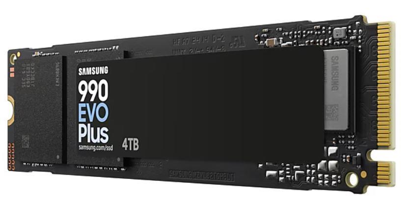 SSD SAMSUNG 990 EVO Plus 4TB M.2 PCIe Gen5 NVMe TLC Write speed 6300 MBytes/sec Read speed 7250 MBytes/sec 2.38mm TBW 2400 TB MZ-V9S4T0BW