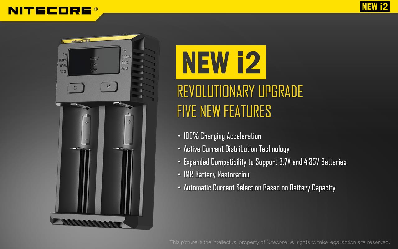 BATTERY CHARGER 2-SLOT/INTELLICHARGER NEW I2 NITECORE