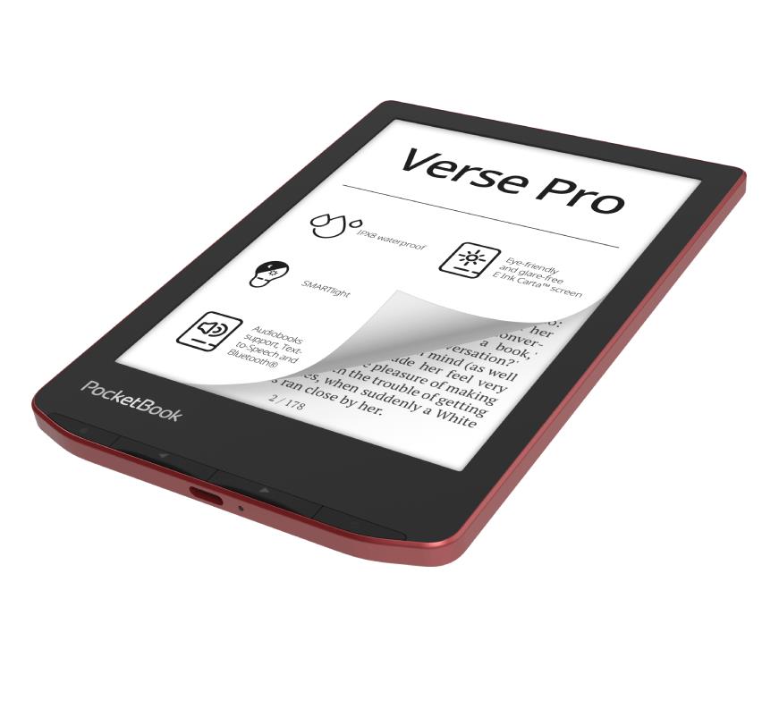 E-Reader POCKETBOOK Verse Pro 6" 1072x1448 1xUSB-C Wireless LAN Bluetooth Red PB634-3-WW