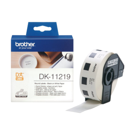 Brother DK-11219 Round paper labels, 12 mm, Black on white | Brother