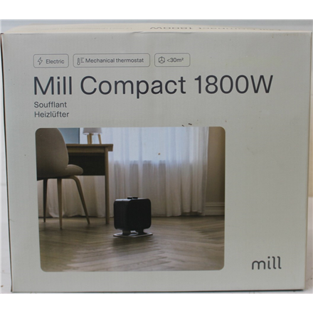SALE OUT. Mill | Heater | CUS1800MECBA | PTC Fan | 1800 W | Suitable for rooms up to 30 m² | Black | DAMAGED PACKAGING