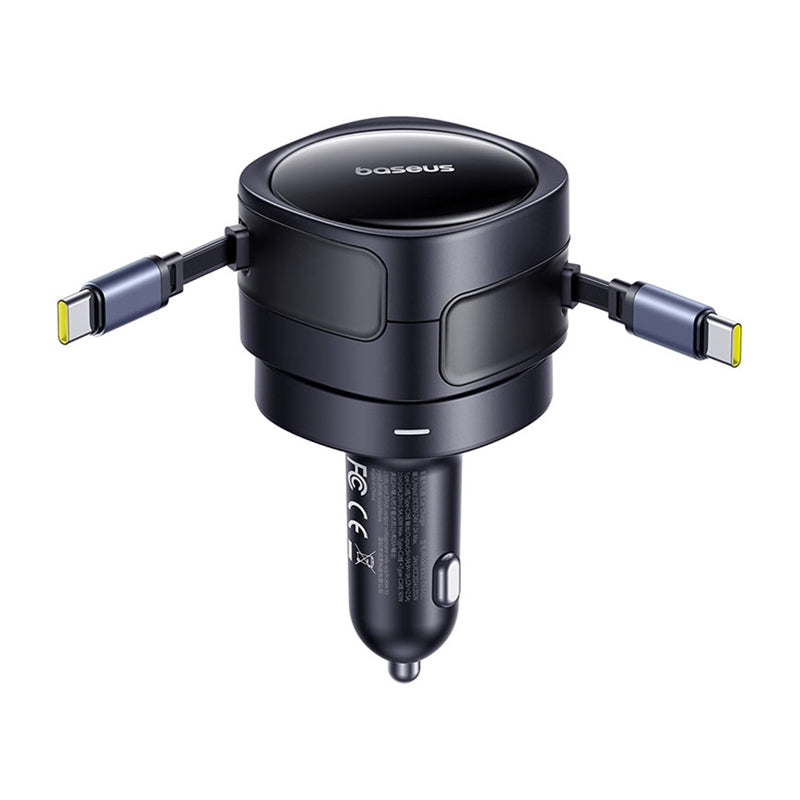Baseus Enjoyment Max car charger with USB-C+USB-C cables 60W Black - Image 3