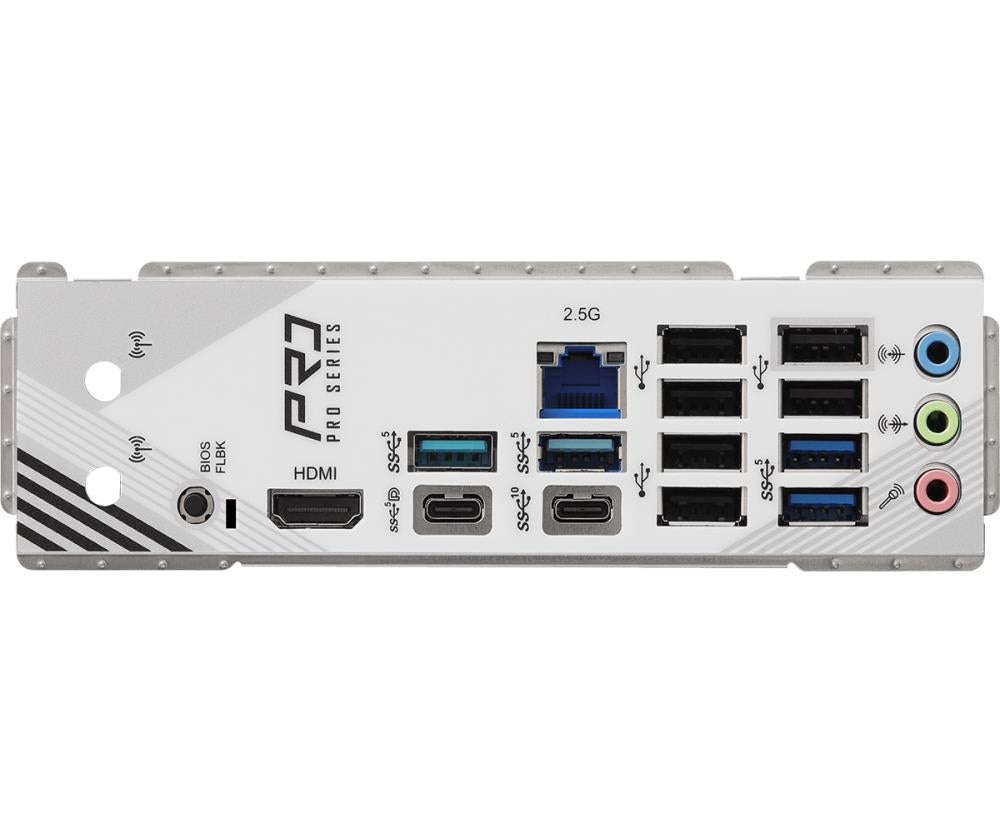 Mainboard ASROCK AMD B850 SAM5 ATX Memory DDR5 Memory slots 4 1xPCI-Express 4.0 16x 1xPCI-Express 5.0 16x 1xM.2 1xHDMI 1xAudio-In 1xAudio-Out 1xMicrophone 6xUSB 2.0 5xUSB 3.2 1xUSB-C 1xRJ45 B850PRORS