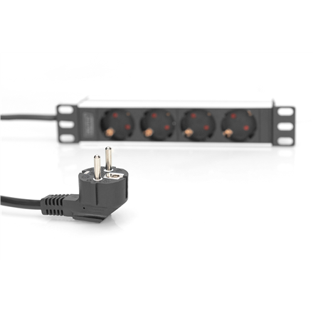 Digitus | 10” Socket Strip with Aluminum Profile, 4-way safety sockets | DN-95418
