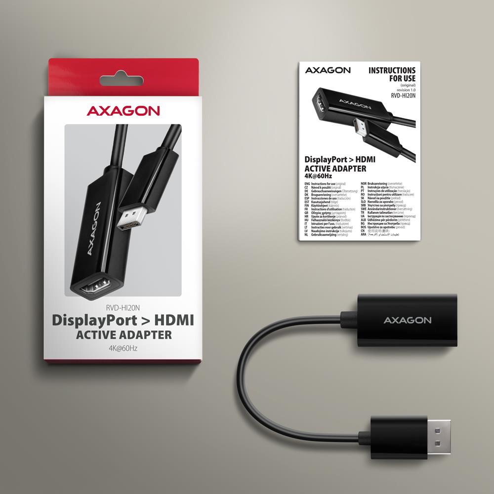 I/O ADAPTER DP TO HDMI/0.15M RVD-HI20N AXAGON