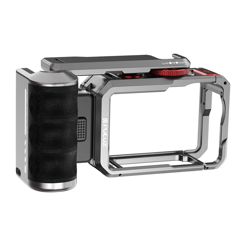 Titanium expansion cage with handle and additional Puluz connections for DJI Osmo Action 6 - Image 1