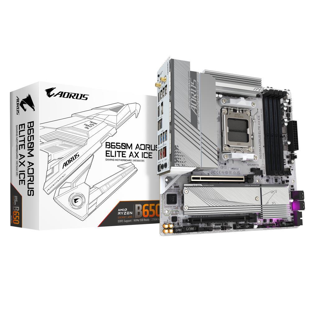 Mainboard GIGABYTE AMD B650 SAM5 Micro-ATX Memory DDR5 Memory slots 4 1xPCI-Express 4.0 4x 1xPCI-Express 4.0 16x 2xM.2 1xHDMI 1xDisplayPort 4xUSB 2.0 7xUSB 3.2 1xUSB-C 1xOptical S/PDIF 1xRJ45 2xAudio port B650MAELITEAXICE1.1