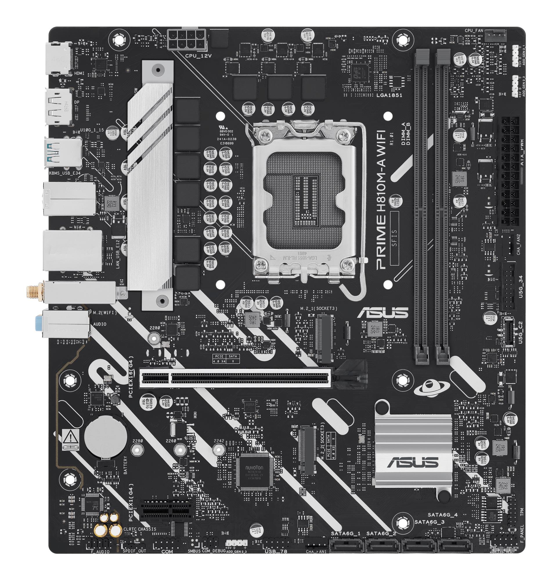 Mainboard ASUS Intel H810 LGA1851 Micro-ATX Memory DDR5 Memory slots 2 PRIMEH810M-AWIFI