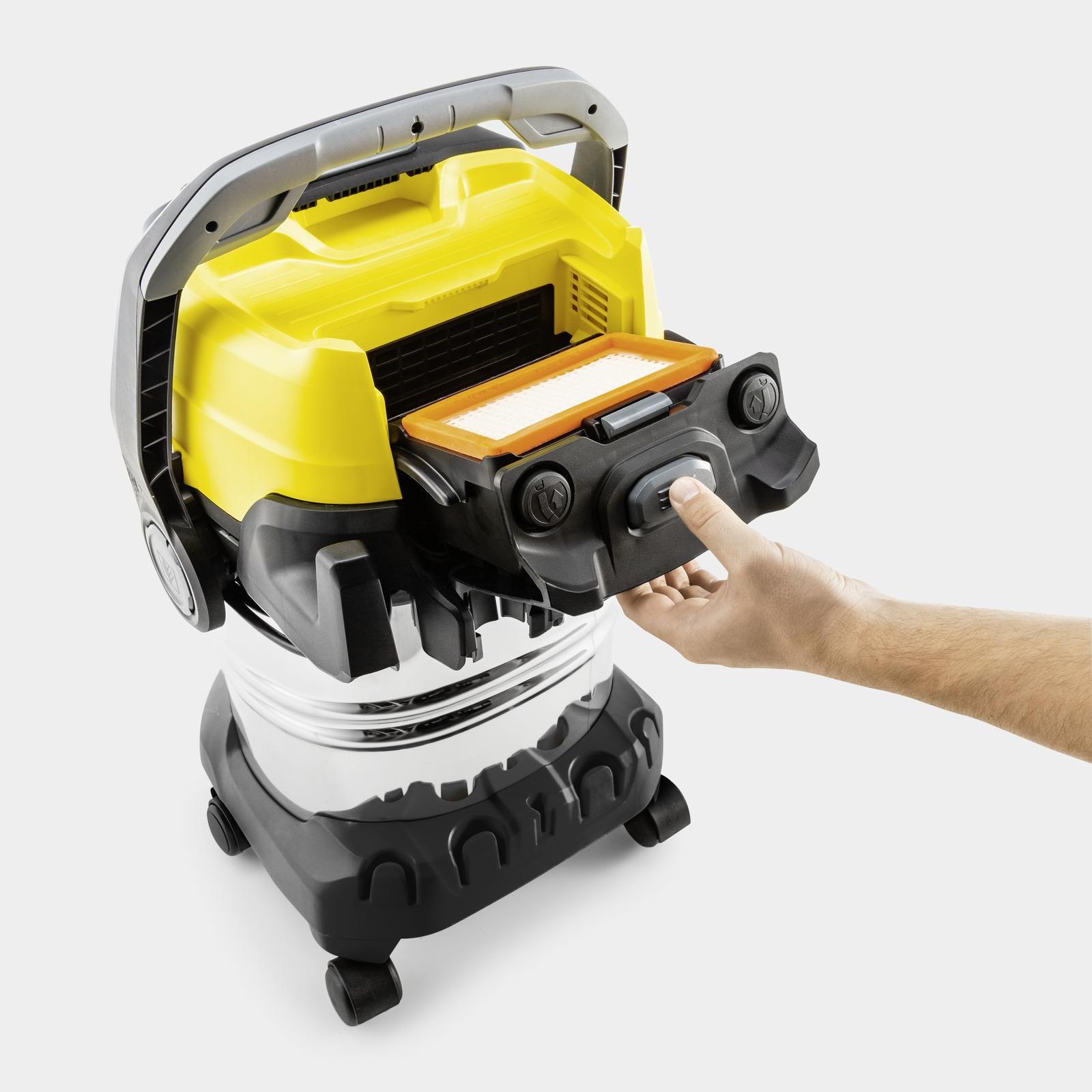 Vacuum Cleaner KARCHER Suction power 315 AW Dust capacity 30 L Drum vacuum Cleaning type Dry&wet Dust container Bagless Colour Black/Yellow/Silver 1.628-385.0