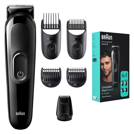 Braun Trimmer | 6-in-1 Style Kit 3 MGK3410 | Cordless | Number of length steps 13 | Black