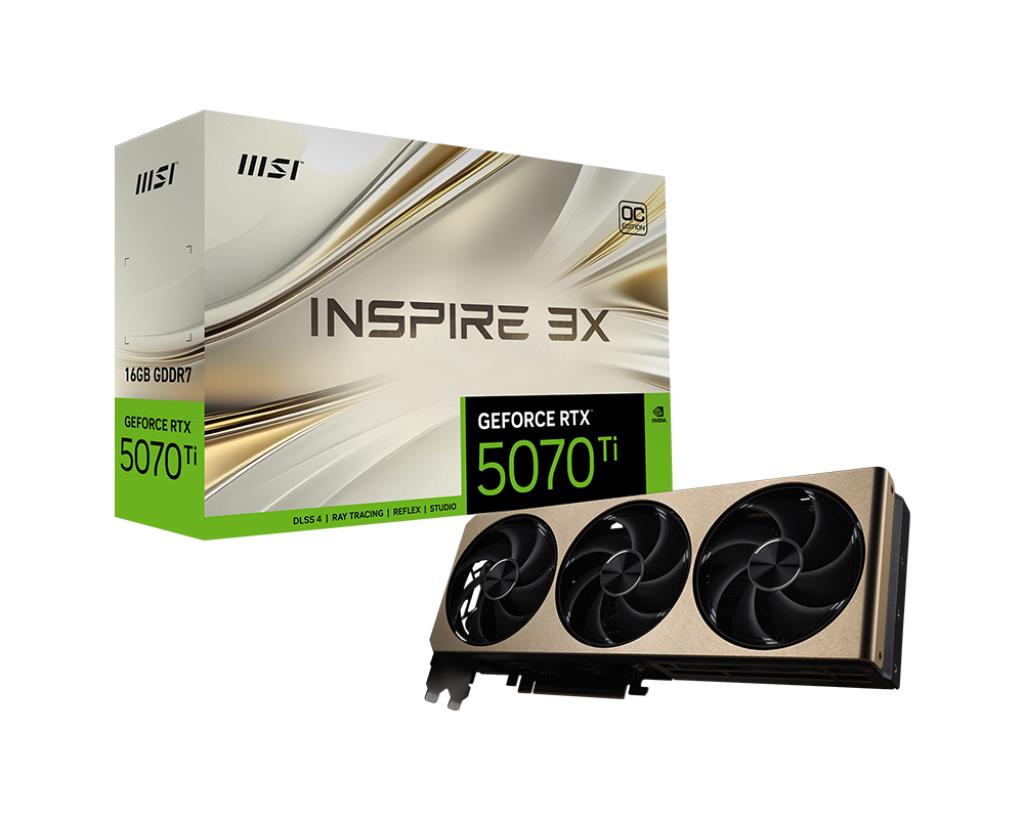 Graphics Card MSI NVIDIA GeForce RTX 5070 Ti 16 GB GDDR7 256 bit PCIE 5.0 16x Triple slot Fansink 5070TI16GINSPIRE3XOC