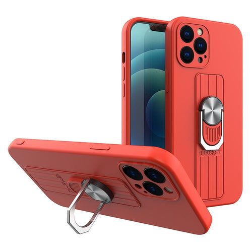 Ring Case silicone case with finger grip and base for Xiaomi Poco M4 Pro 5G red — Hurtel