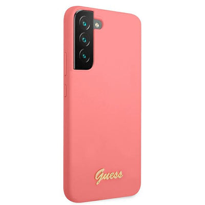 Guess GUHCS22MLSLMGFU S22+ S906 fuchsia/fuchsia hardcase Silicone Script Metal Logo